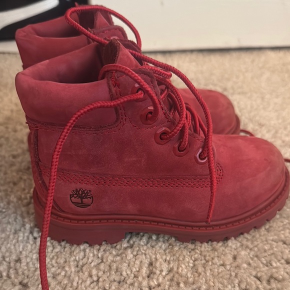 Timberland Kids Cherry Red Boots - Picture 1 of 3